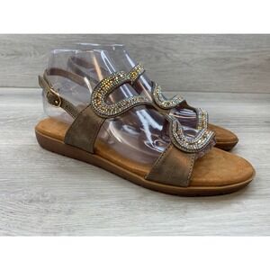 Patrizia by Spring Step Roria Women's Sandals Bronze Rhinestone Ankle Shoes